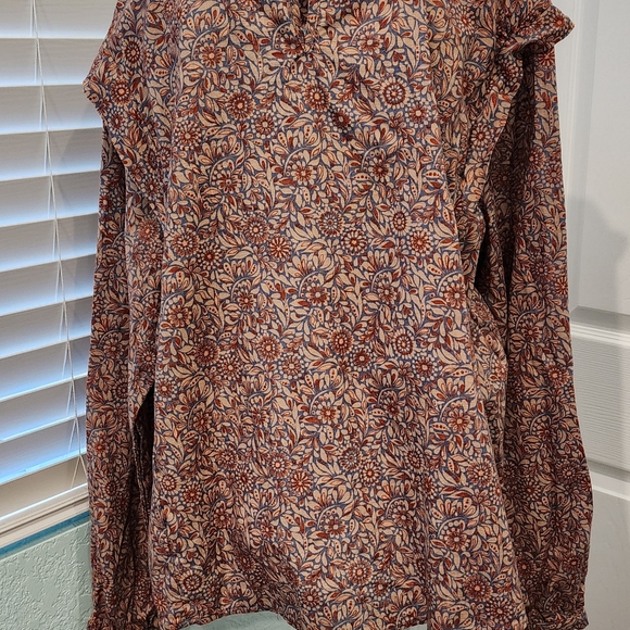 A.N.A Boho Floral Long Sleeve Blouse Sz XXL - Picture 2 of 8